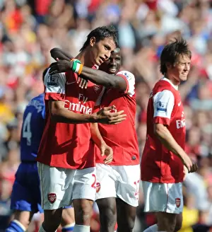 Arsenal V Bolton Wanderers 2010-11 Prints: Chamakh and Rosicky Celebrate Arsenal's Second Goal Against Blackburn Rovers (4-1)