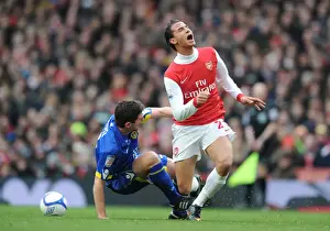 Arsenal V Leeds United FA Cup 2010-11 Prints: Chamakh vs. Bruce: FA Cup 2011 - 1-1 Stalemate at Arsenal's Emirates Stadium