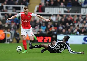 Newcastle United V Arseal 2014/15 Prints: Chambers Breaks Past Newcastle's Ameobi: Arsenal vs Newcastle, Premier League 2014/15