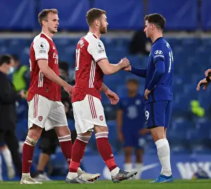 Chambers and Mount: Post-Match Handshake at Empty Stamford Bridge - Chelsea vs. Arsenal, 2021 Premier League