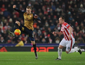 Stoke City V Arsenal 2015-16 Prints: Chambers Seizes Control: Arsenal vs Stoke City, Premier League 2015-16