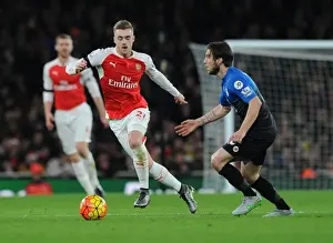 Arsenal V Bournemouth 2015-16 Prints: Chambers vs Arter: Intense Battle in Arsenal vs Bournemouth Premier League Clash