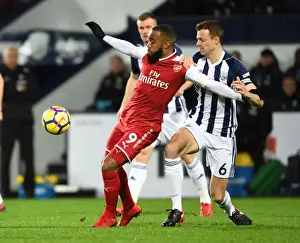 West Bromwich Albion V Arsenal 2017-18 Prints: Chambers vs. Evans: Intense Battle at The Hawthorns - Arsenal vs