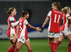 Champions League: Arsenal Women Celebrate Goal Against 1899 Hoffenheim