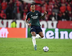 Sevilla V Arsenal 2023-24 Prints: Champions League Group B: Gabriel Magalhaes of Arsenal Faces Off Against Sevilla FC at Estadio Ramon Sanchez Pizjuan