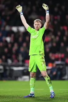 PSV Eindoven V Arsenal 2023-24 Prints: Champions League Group B: Arsenal's Aaron Ramsdale Focuses Amidst PSV Eindhoven Tension