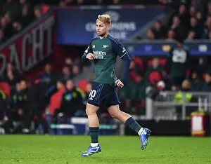 PSV Eindoven V Arsenal 2023-24 Prints: Champions League Group B: Emile Smith Rowe's Focused Gaze at PSV Eindhoven's Philips Stadion (2023-24)