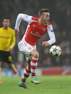 Arsenal V Borussia Dortmund 2014-15 Prints: Champions League Showdown: Calum Chambers Defensive Battle Against Borussia Dortmund