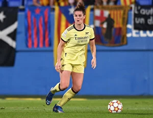 Barcelona v Arsenal Women 2021-22 Collection: Champions League Showdown: Jennifer Beattie's Unwavering Concentration - Barcelona vs. Arsenal Women