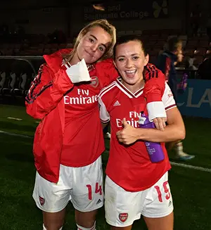 Arsenal Women V Fiorentina Women 2019-20 Prints: Champions League Triumph: Arsenal Women Celebrate Victory Over Fiorentina with Roord and McCabe