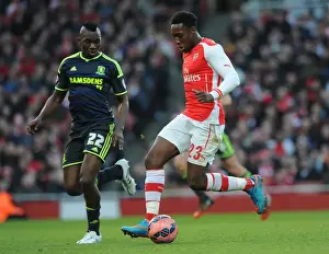 Arsenal V Middlesbrough - FA Cup 2014-15 Prints: Charging Forward: Danny Welbeck Outsmarts Kenneth Omerou in FA Cup Battle (Arsenal vs)
