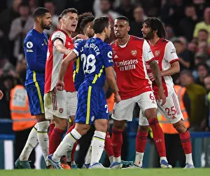 Chelsea V Arsenal 2021-22 Prints: Chelsea vs Arsenal: Xhaka, Magalhaes and Azpilicueta in Intense Conversation during the 2021-22 Premier League Match