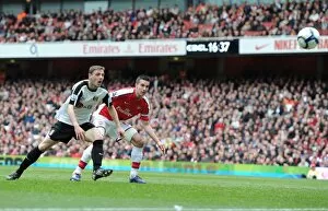 Images Dated 9th May 2010: Chris Baird heads past Mark Schwarzer to score an own goal, Arsenals 3rd of the match