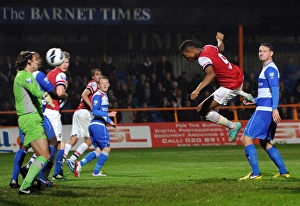 Chuba Akpom heads Arsenals 2nd goal past Stuart Taylor (Reading) Chuba Akpom heads Arsenals 2nd goal past Stuart Taylor (Reading)