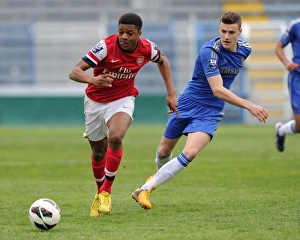 Youth Sports League Prints: Chuba Akpom Outruns Alex Davey: Arsenal U19 vs Chelsea U19 - NextGen Series Semi-Final