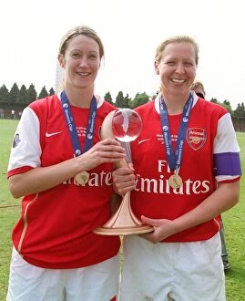 Arsenal Ladies v Umea IK 2006-07 Collection: Ciara Grant and Jayne Ludlow (Arsenal) with the European Trophy