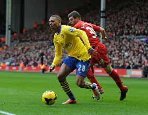 Liverpool V Arsenal 2013-14 Prints: Clash at Anfield: Gibbs vs. Flanagan in Premier League Showdown