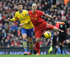 Liverpool V Arsenal 2013-14 Prints: Clash at Anfield: Giroud vs. Skrtel, Liverpool vs. Arsenal, Premier League 2013-14