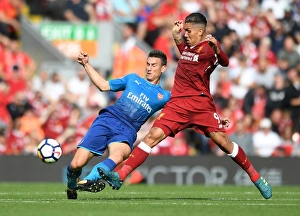 Liverpool V Arsenal 2017-18 Prints: Clash at Anfield: Koscielny vs. Firmino