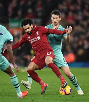 Liverpool V Arsenal 2018-19 Prints: Clash at Anfield: Koscielny vs. Salah - Liverpool vs. Arsenal, Premier League 2018-19