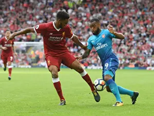 Liverpool V Arsenal 2017-18 Prints: Clash at Anfield: Lacazette vs. Gomez in Premier League Showdown