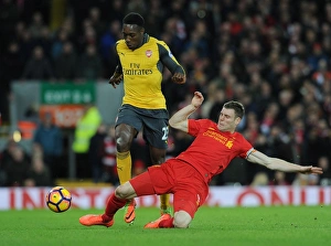 Liverpool V Arsenal 2016-17 Prints: Clash at Anfield: Welbeck vs