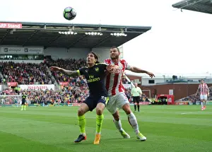 Stoke City V Arsenal 2016-17 Prints: Clash at the Bet365: Bellerin vs Pieters in Stoke vs Arsenal Premier League Showdown