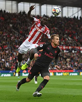 Stoke City V Arsenal 2017-18 Prints: Clash at the Bet365: Ramsey vs. Diouf in Stoke City vs. Arsenal