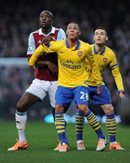 West Ham United V Arsenal 2013-14 Prints: Clash at Boleyn Ground: Kieran Gibbs vs
