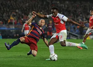 Barcelona V Arsenal 2015-16 Prints: Clash at Camp Nou: Welbeck vs Mascherano - UEFA Champions League Battle