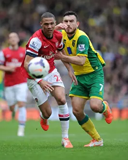 Norwich City V Arsenal 2013-14 Prints: Clash at Carrow Road: Gibbs vs. Snodgrass in the Premier League Battle