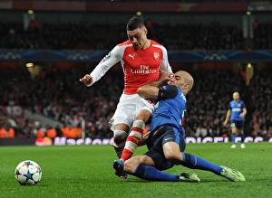 Arsenal V Monaco 2104/15 Prints: Clash of Champions: Oxlade-Chamberlain vs. Abdennour in Arsenal's UEFA Battle