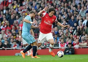 Images Dated 29th March 2014: Clash of Champions: Rosicky vs. Zabaleta - Arsenal vs. Manchester City, Premier League
