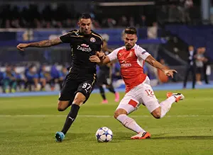 Dinamo Zagreb V Arsenal 2015-16 Prints: Clash in Croatia: Giroud vs. Taravel - Dinamo Zagreb vs. Arsenal, UEFA Champions League