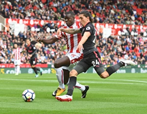 Stoke City V Arsenal 2017-18 Prints: Clash of Defenders: Hector Bellerin vs