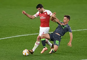 Arsenal V Sporting Clube De Portugal 2018-19 Prints: Clash of Defenders: Sokratis vs Miguel Luis - Arsenal vs Sporting CP, UEFA Europa League