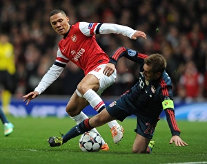Arsenal V Bayern Munich 2013-14 Prints: Clash of Defensive Titans: Kieran Gibbs vs