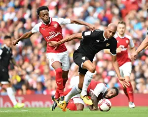 Arsenal V Seville - Emirates Cup 2017-18 Prints: Clash at the Emirates: Arsenal's Joe Willock vs Sevilla's Steven N'Zonzi