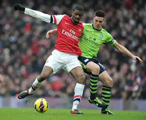 Arsenal V Aston Villa - 2012-13 Prints: Clash at Emirates: A Battle for Midfield Supremacy - Abou Diaby vs. Ciaran Clark