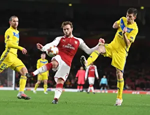 Arsenal V BATE Borisov 2017-18 Prints: Clash at Emirates: Chambers vs. Stasevich in Arsenal's Europa League Battle