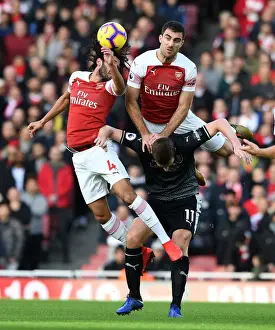 Arsenal V Burnley 2018-19 Prints: Clash at Emirates: Elneny and Sokratis Battle Wood of Burnley