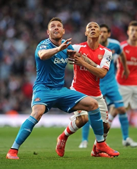 Arsenal V Sunderland 2014-15 Prints: Clash at Emirates: Gibbs vs. Wickham - Arsenal vs. Sunderland