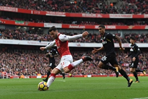 Arsenal V Swansea City 2017-18 Prints: Clash at Emirates: Kolasinac vs Naughton, Arsenal vs Swansea City, Premier League 2017-18