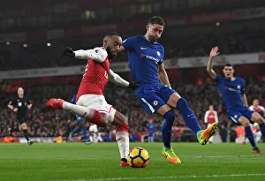 Arsenal V Chelsea 2017-18 Prints: Clash at the Emirates: Lacazette vs. Cahill