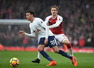 Arsenal V Tottenham Hotspur 2017-18 Prints: Clash at the Emirates: Monreal vs Alli in the Arsenal vs Tottenham Rivalry