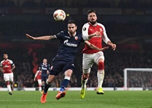 Arsenal v Red Star Belgrade 2017-18 Collection: Clash at the Emirates: Olivier Giroud vs. Damien Le Tallec - Arsenal FC vs