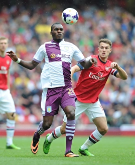 Arsenal V Aston Villa 2013-14 Prints: Clash at Emirates: Ramsey vs. Benteke, Arsenal vs. Aston Villa, Premier League 2013-14