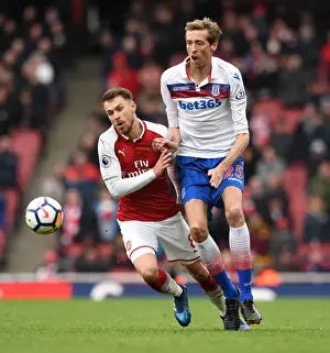 Arsenal V Stoke City 2017-18 Prints: Clash at the Emirates: Ramsey vs
