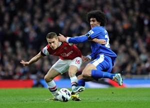 Arsenal V Everton 2012-13 Prints: Clash at Emirates: Ramsey vs. Fellaini, Arsenal vs. Everton, Premier League 2012-13