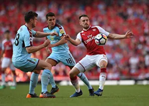 Arsenal V Burnley 2017-18 Prints: Clash at Emirates: Ramsey vs. Long - Arsenal vs. Burnley, Premier League